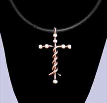 Silver Laminin Cross Pendant with White Crystals