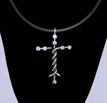 Silver Laminin Cross Pendant with White Crystals